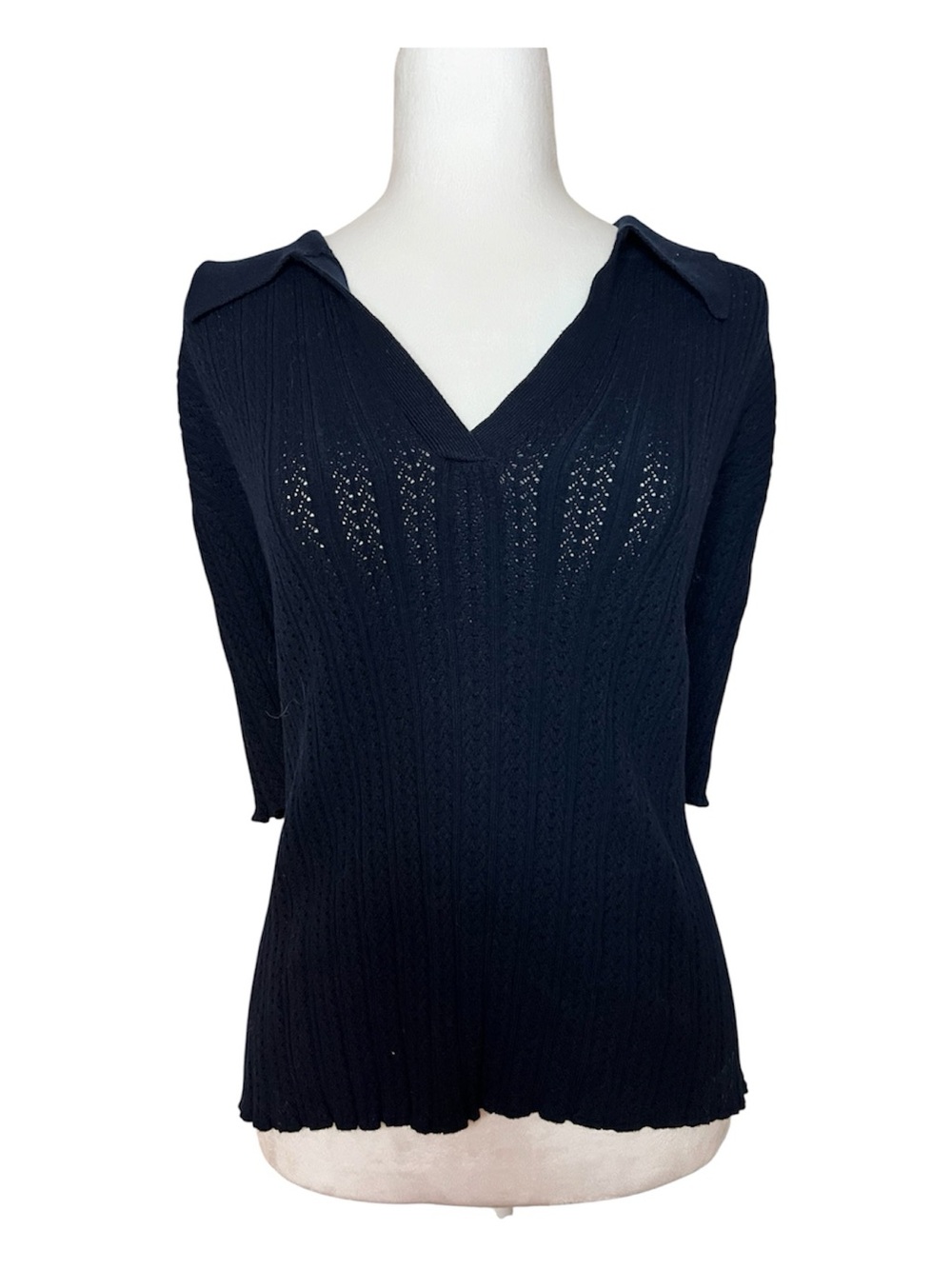 Truth Navy Blue V-Neck Ribbed Sweater